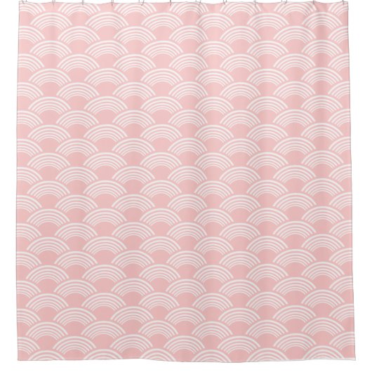 Blush roze geometrische golfpatroon douchegordijn (Voorkant)