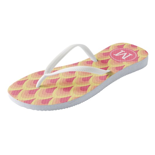 Blush roze geometrische patronen personaliseren Mo Teenslippers (Schuin)