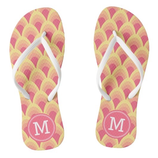 Blush roze geometrische patronen personaliseren Mo Teenslippers (Voetbed)