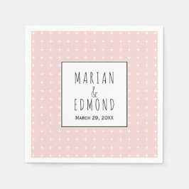 Blush roze geometrische typografie bruiloft napki servet