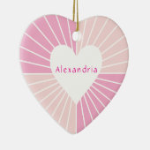 Blush roze gepersonaliseerd hart keramisch ornament (Rechts)