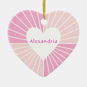 Blush roze gepersonaliseerd hart keramisch ornament