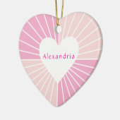 Blush roze gepersonaliseerd hart keramisch ornament (Links)