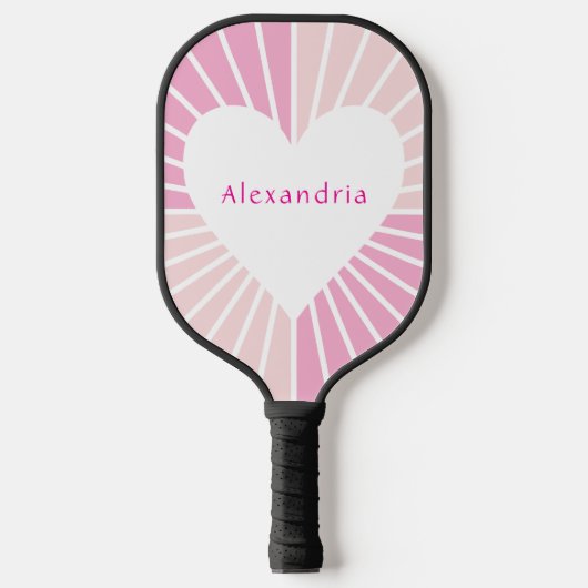 Blush roze gepersonaliseerd hart pickleball paddle (Voorkant)