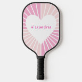 Blush roze gepersonaliseerd hart pickleball paddle (Achterkant)