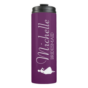 Blush roze gepersonaliseerde bridesmaid thermosbeker