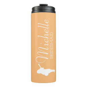 Blush roze gepersonaliseerde bridesmaid thermosbeker