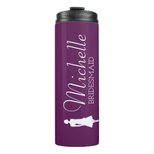 Blush roze gepersonaliseerde bridesmaid thermosbeker