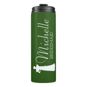 Blush roze gepersonaliseerde bridesmaid thermosbeker