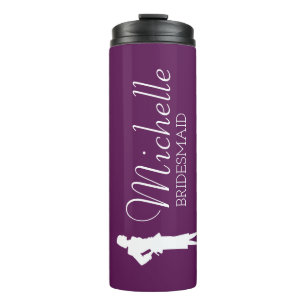 Blush roze gepersonaliseerde bridesmaid thermosbeker