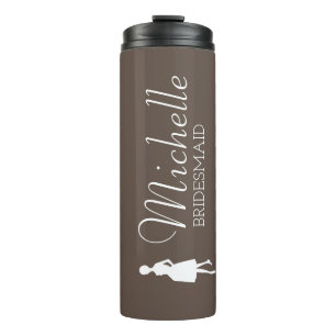 Blush roze gepersonaliseerde bridesmaïde thermisch thermosbeker