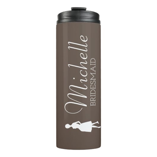 Blush roze gepersonaliseerde bridesmaïde thermisch thermosbeker (Voorkant)