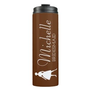 Blush roze gepersonaliseerde bridesmaïde thermisch thermosbeker
