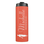 Blush roze gepersonaliseerde bridesmaïde thermisch thermosbeker (Voorkant)