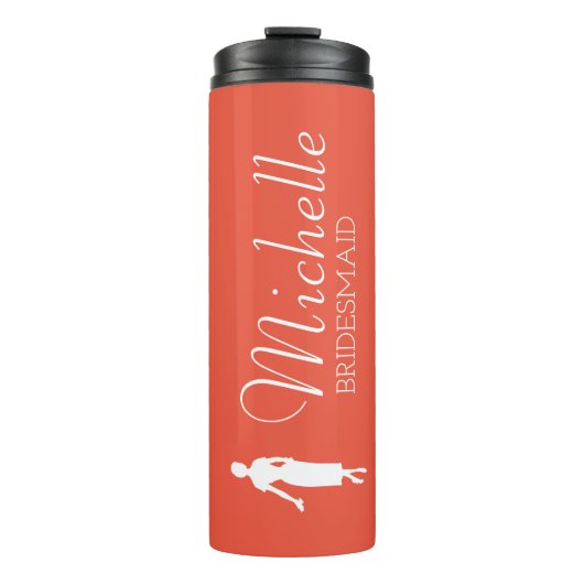 Blush roze gepersonaliseerde bridesmaïde thermisch thermosbeker (Voorkant)