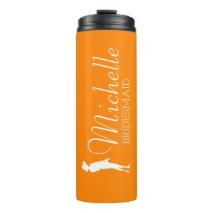 Blush roze gepersonaliseerde bridesmaïde thermisch thermosbeker