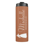 Blush roze gepersonaliseerde bridesmaïde thermisch thermosbeker (Voorkant)