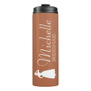 Blush roze gepersonaliseerde bridesmaïde thermisch thermosbeker