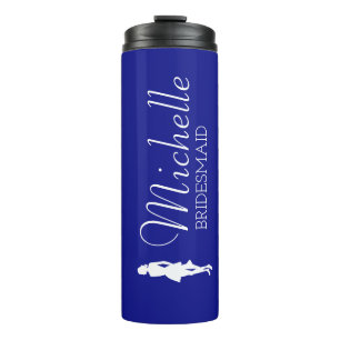 Blush roze gepersonaliseerde bridesmaïde thermisch thermosbeker