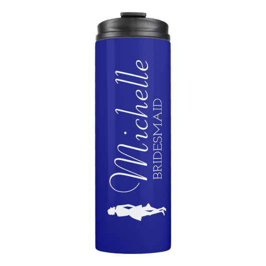 Blush roze gepersonaliseerde bridesmaïde thermisch thermosbeker (Voorkant)