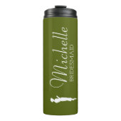 Blush roze gepersonaliseerde bridesmaïde thermisch thermosbeker (Voorkant)