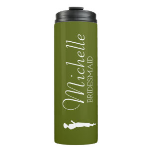 Blush roze gepersonaliseerde bridesmaïde thermisch thermosbeker