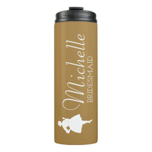 Blush roze gepersonaliseerde bridesmaïde thermisch thermosbeker