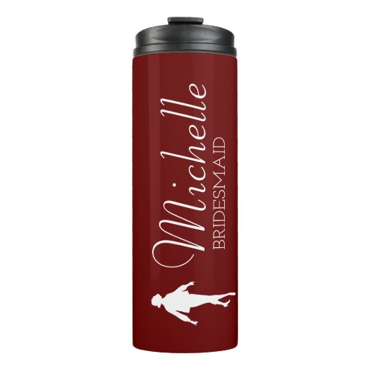 Blush roze gepersonaliseerde bridesmaïde thermisch thermosbeker (Voorkant)