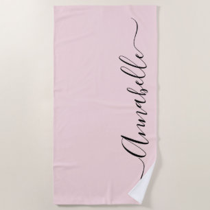 Blush roze gepersonaliseerde meisjes naam strandlaken