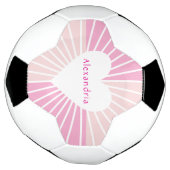 Blush roze gepersonaliseerde naam hart voetbal (Gedraaid)