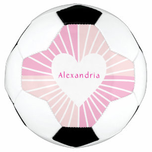 Blush roze gepersonaliseerde naam hart voetbal