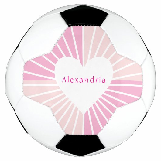 Blush roze gepersonaliseerde naam hart voetbal (Voorkant)