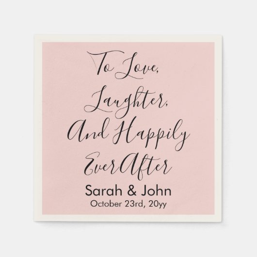 Blush roze gepersonaliseerde script bruiloft recep servet (Voorkant)