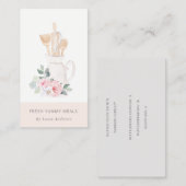 Blush roze gereedschap Catering Floral Roller Whis Visitekaartje (Voorkant / Achterkant)