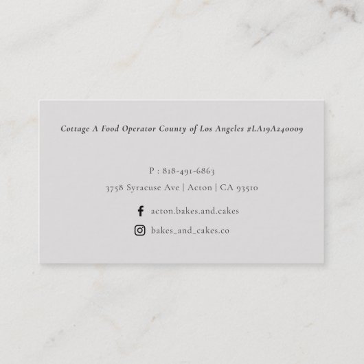 Blush roze gereedschap Catering Floral Roller Whis Visitekaartje (Achterkant)