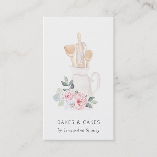 Blush roze gereedschap Catering Floral Roller Whis Visitekaartje (Voorkant)