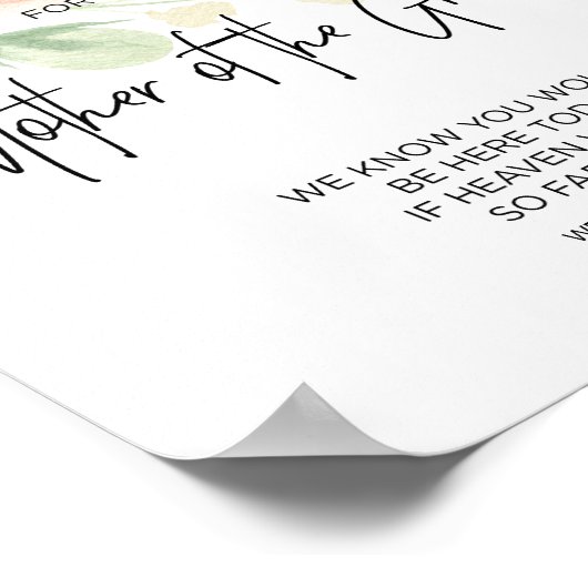 Blush Roze Gereserveerd voor Moeder van de Bruideg Poster (Hoek)