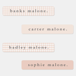 Blush Roze Geruite Waterdichte Naam Labels