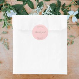 Blush roze gestileerde bruiloft dank u ronde sticker