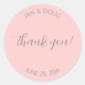 Blush roze gestileerde bruiloft dank u ronde sticker (Voorkant)