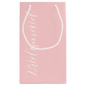Blush roze gestileerde script bruiloft bruidsmeisj klein cadeauzakje (Achterkant)