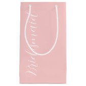 Blush roze gestileerde script bruiloft bruidsmeisj klein cadeauzakje (Voorkant)