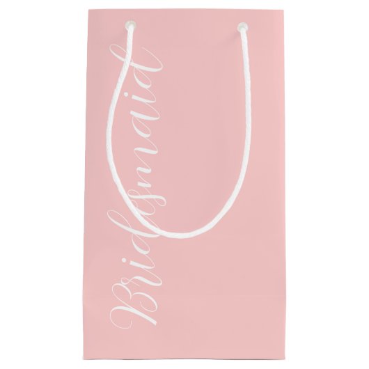 Blush roze gestileerde script bruiloft bruidsmeisj klein cadeauzakje (Voorkant)