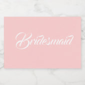 Blush roze gestileerde script bruiloft bruidsmeisj sparkling wijnetiket (Enkel label)