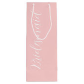 Blush roze gestileerde script bruiloft bruidsmeisj wijn cadeautas (Achterkant)