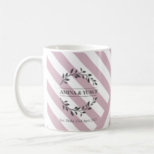 Blush roze gestreepte botanische krans Mok
