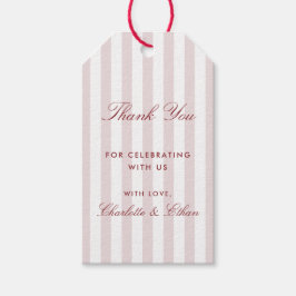 Blush Roze Gestreepte Huwelijk Dank u Gift Label Cadeaulabel