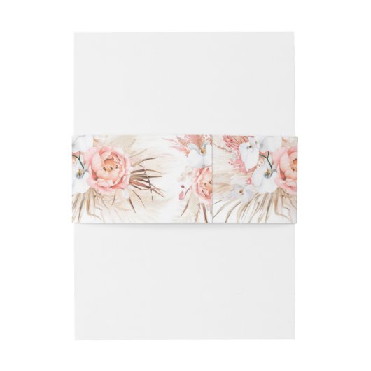 Blush roze getextureerde moderne minimale bruiloft uitnodigingen wikkel (Achterkant Voorbeeld)