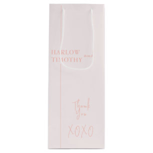 Blush Roze Gift tas Bruiloft Wijn Cadeautas