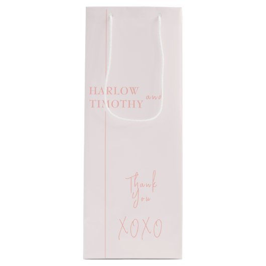 Blush Roze Gift tas Bruiloft Wijn Cadeautas (Voorkant)